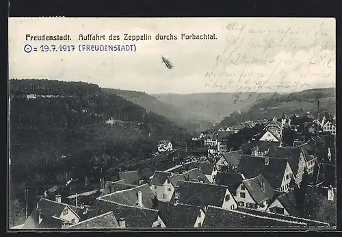 AK Freudenstadt, Auffahrt des Zeppelin durchs Forbachtal
