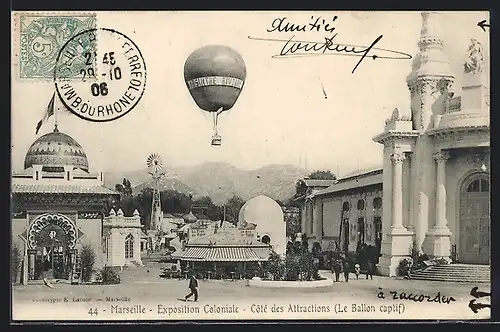 AK Marseille, Exposition coloniale 1906, Ballon