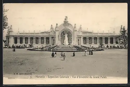 AK Marseille, Exposition Coloniale, Vue d'Ensemble du Grand Palais