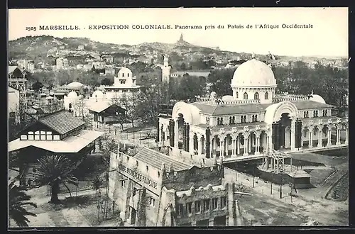 AK Marseille, Exposition Coloniale, Panorama pris du Palais de l`Afrique Occidentale