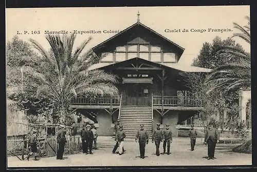 AK Marseille, Exposition Coloniale, Chalet du Congo Francais