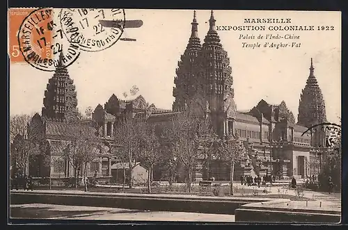 AK Marseille, Ausstellung Exposition Coloniale 1922, Palais de l`Indo-Chine, Temple d`Angkor Vat