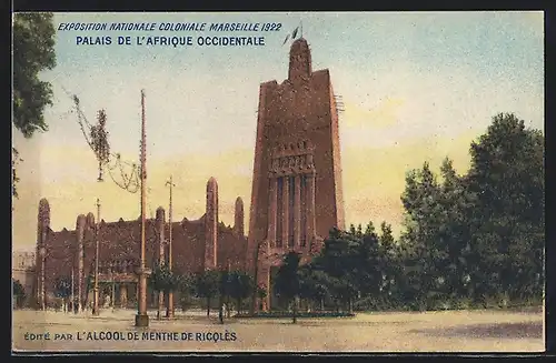 AK Marseille, Ausstellung Exposition Nationale Coloniale 1922, Palais de l`Afrique Occidentale