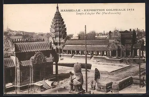 AK Marseille, Ausstellung Exposition coloniale 1922, Temple d`Angkor Vat, Vue d`ensemble