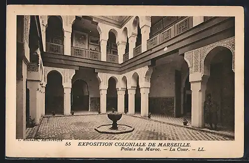 AK Marseille, Exposition Coloniale 1906, Palais du Maroc, La Cour, Ausstellung