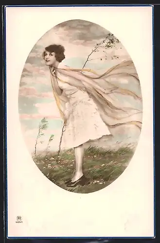 Foto-AK RPH Nr. 503 /1: Junge Dame im weissen Kleid