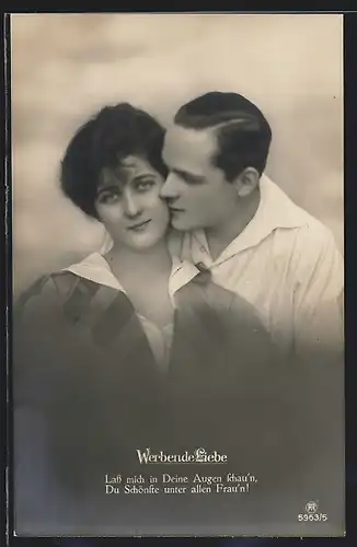 Foto-AK RPH Nr. 5963 /5: Werbende Liebe, Lass mich in Deine Augen schau`n..., Liebespaar