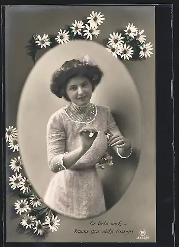 Foto-AK RPH Nr. 3122 /5: Junge Dame mit einer Gänseblume