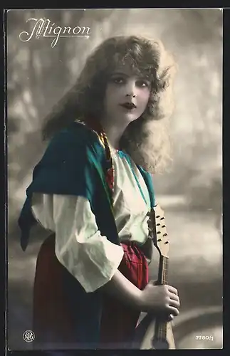 Foto-AK NPG NR 7780 /1: Mignon, Frau mit einer Laute