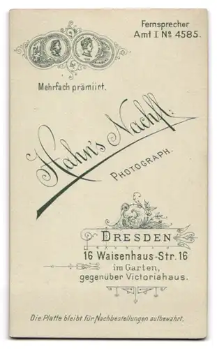 Fotografie Hahns Nachf., Dresden, Waisenhaus-Strasse 16, Herr mit Vollbart im Anzug