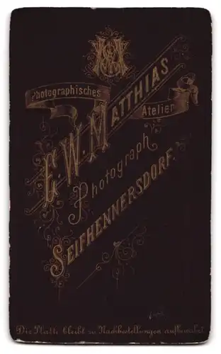 Fotografie E. W. Matthias, Seifhennersdorf, Dame im schwarzen Kleid mit Hochsteckfrisur