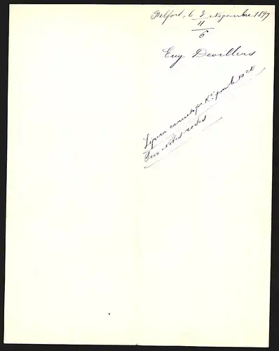 Rechnung Belfort 1899, Eugène Devillers Imprimerie & Lithographie, Ladenansicht und Auszeichnungen
