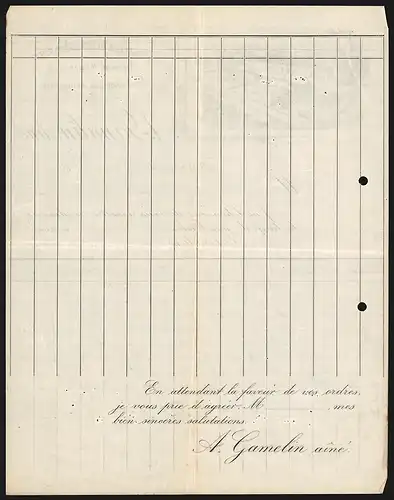 Rechnung Estaires 1899, A. Gamelin Aine Filature de Lin & d`Étoupes, Werksansicht