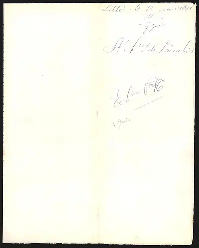 Rechnung Lille 1892, Agaches Fils Teillages, Filatures et Tissages Mécaniques, Werksansicht