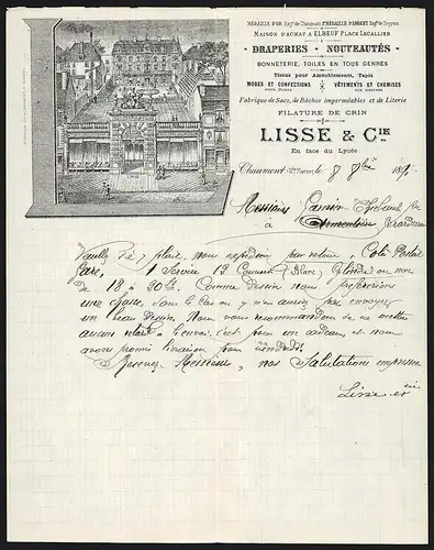 Rechnung Chaumont 1890, Draperies et Nouveautés Lisse & Cie., Ladenansicht