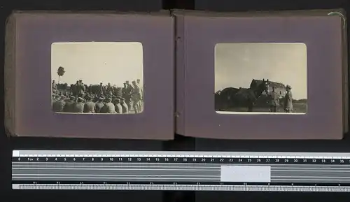 Fotoalbum mit 24 Fotografien, Deutsche Soldaten in Lille, Frontgebiet, Offiziere, Auto Opel, Nordbahnhof, Giesserei