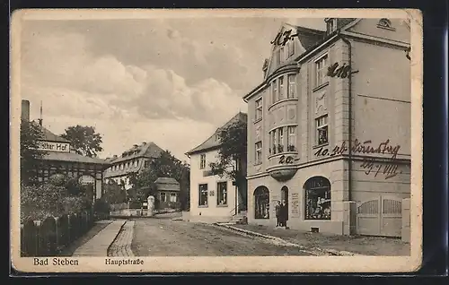 AK Bad Steben, Partie an der Hauptstrasse