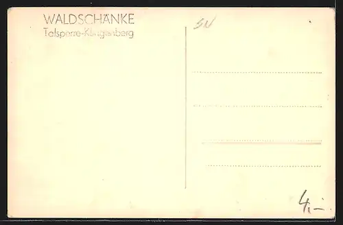 AK Klingenberg / Sachsen, Gasthof Waldschänke nahe der Talsperre