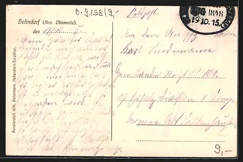 AK Hohndorf i. Erzgeb., Schule, Pfarrhaus und Kirche