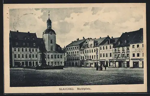 AK Glauchau, Blick über den Marktplatz