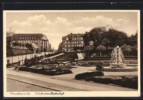 AK Glauchau i. Sa., Blick vom Bahnhof