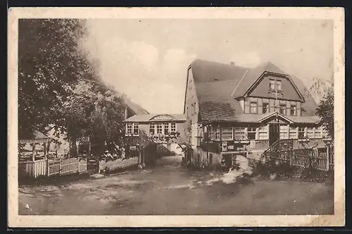 AK Freiberg / Sachsen, Partie am Gasthaus Schrödermühle