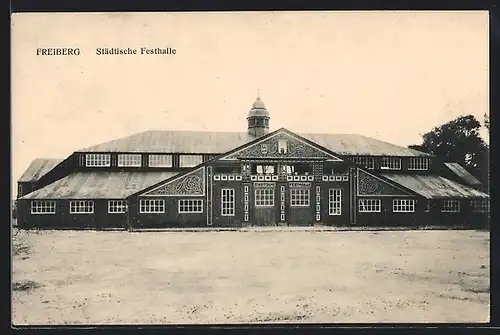 AK Freiberg / Sachsen, Blick auf die Städtische Festhalle