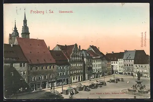 AK Freiberg i. Sa., Blick über den Obermarkt