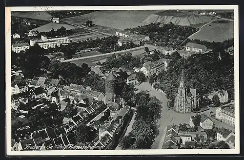 AK Freiberg / Sachsen, Fliegeraufnahme der Bergstadt mit Zentrum