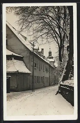 AK Neudietendorf, Strassenpartie im Winter, 1915