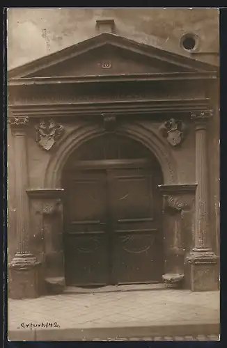 Foto-AK Erfurt, Haus zum Krönbacken, Michaelisstrasse 10, Portal