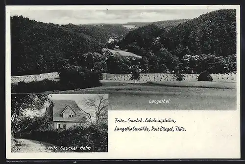 AK Langethalsmühle, Fritz-Sauckel-Erholungsheim, Panorama Langethal