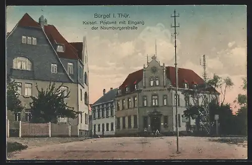 AK Bürgel i. Th., Postamt mit Eingang der Naumburger Strasse