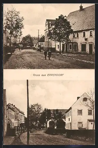 AK Eppendorf / Sa., Strassenpartien, Passanten