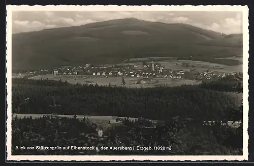AK Eibenstock i. Erzgeb., Blick von Stützengrün auf den Ort und den Auersberg