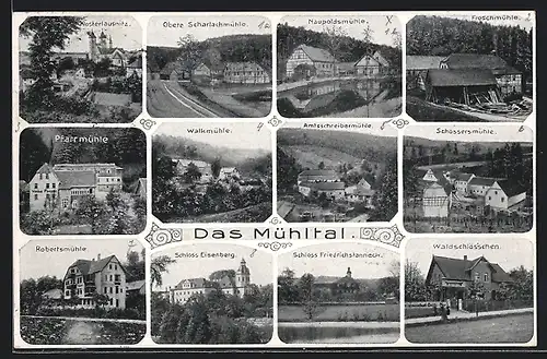 AK Klosterlausnitz, Naupoldsmühle, Walkmühle, Schössersmühle, Waldschlösschen, Amtsschreibermühle, Schloss Eisenberg