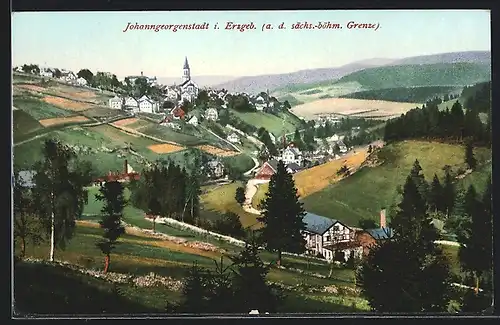 AK Johanngeorgenstadt i. Erzgeb., Panorama mit Kirche