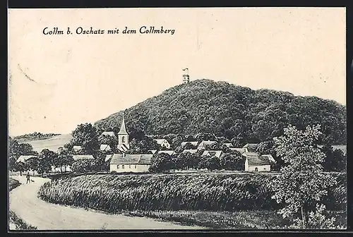 AK Collm b. Oschatz, Teilansicht mit dem Collmberg
