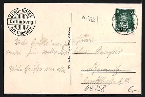 AK Collm b. Oschatz, Teilansicht mit dem Collmberg