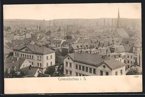AK Crimmitschau i. S., Teilansicht mit Kirche