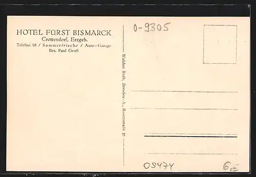 AK Crottendorf /Erzgeb., Hotel Fürst Bismarck