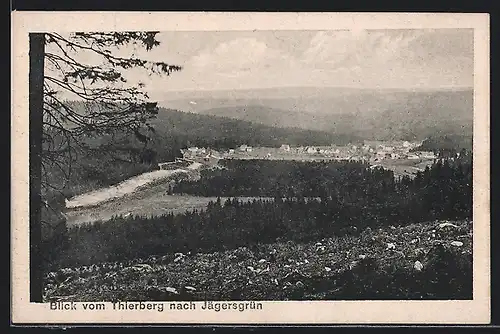 AK Jägersgrün, Blick vom Thierberg nach dem Ort
