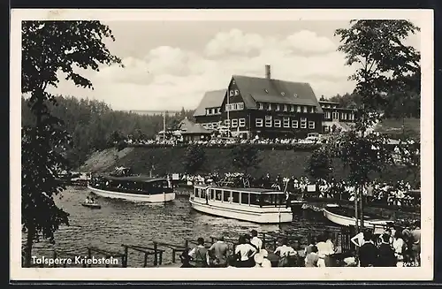 AK Waldheim i. Sa., Gaststätte Talsperre Kriebstein mit Motorbootstation