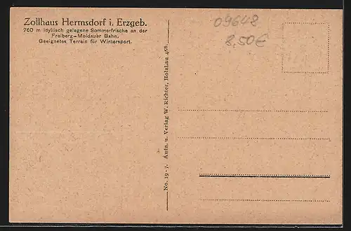 AK Hermsdorf /Erzg., Ortsansicht mit Sommerfrische Zollhaus aus der Vogelschau