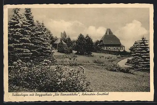 AK Hohenstein-Ernstthal, Gasthaus zur Bismarckhöhe mit Parkanlagen und Strasse
