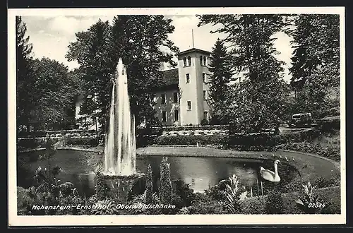 AK Hohenstein-Ernstthal, Gasthaus Oberwaldschänke mit Springbrunnen