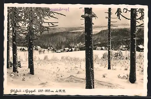 AK Holzhau, Blick auf den Ort im Winter