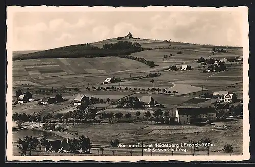 AK Heidelberg /Erzg., Ortsansicht mit Schwartenberg
