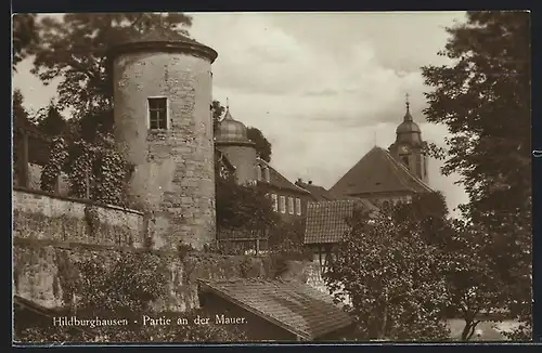 AK Hildburghausen, Partie an der Mauer