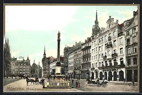 AK München, Marienplatz mit Hotel Peterhof